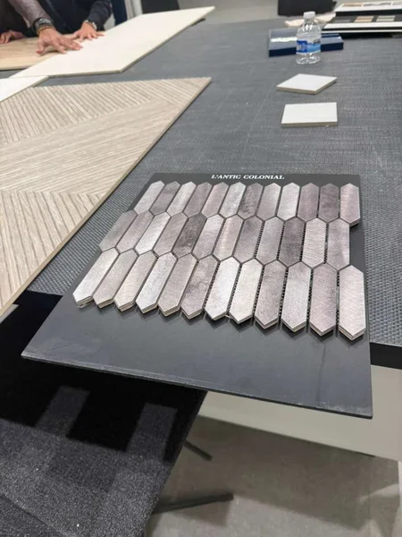 Elongated mosaic samples in a gentle palette, laid out for a closer comparison.